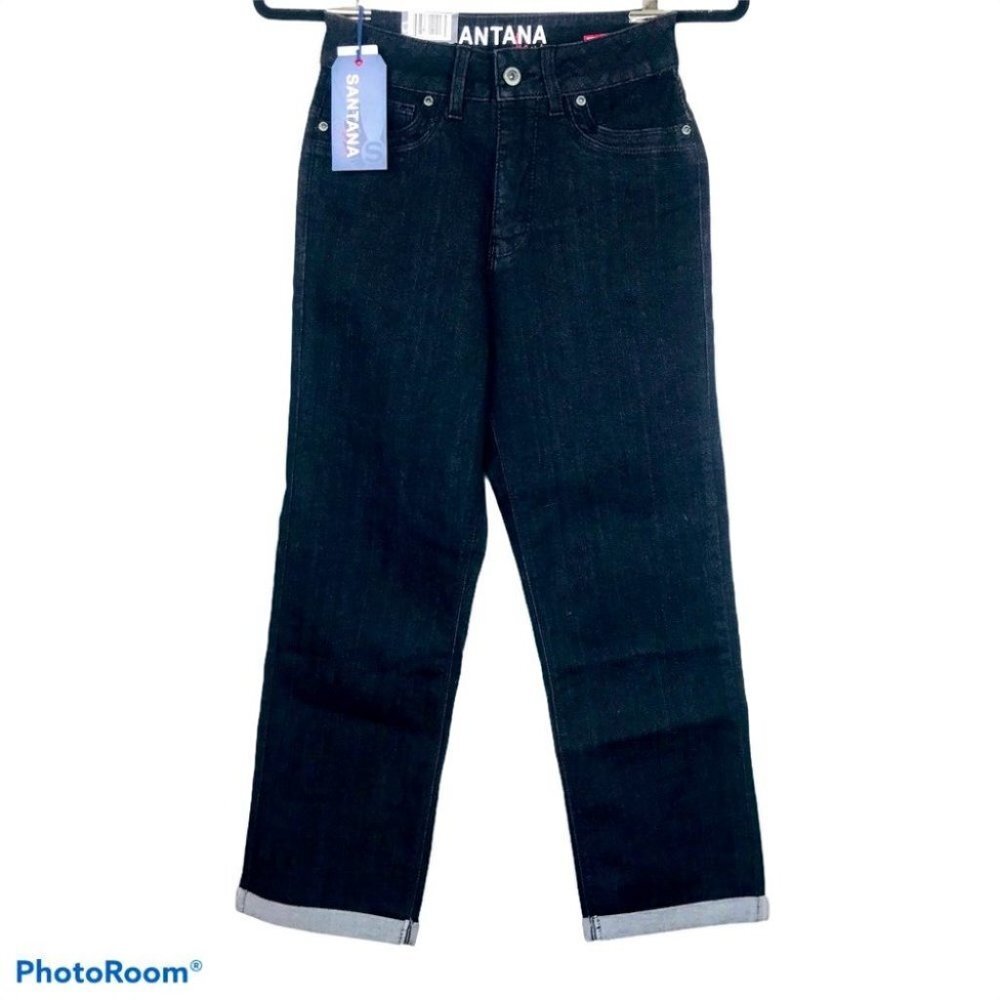 Santana Süper high Rise Tummy Control Dark Wash Relaxed fit Straight Leg Jean 4